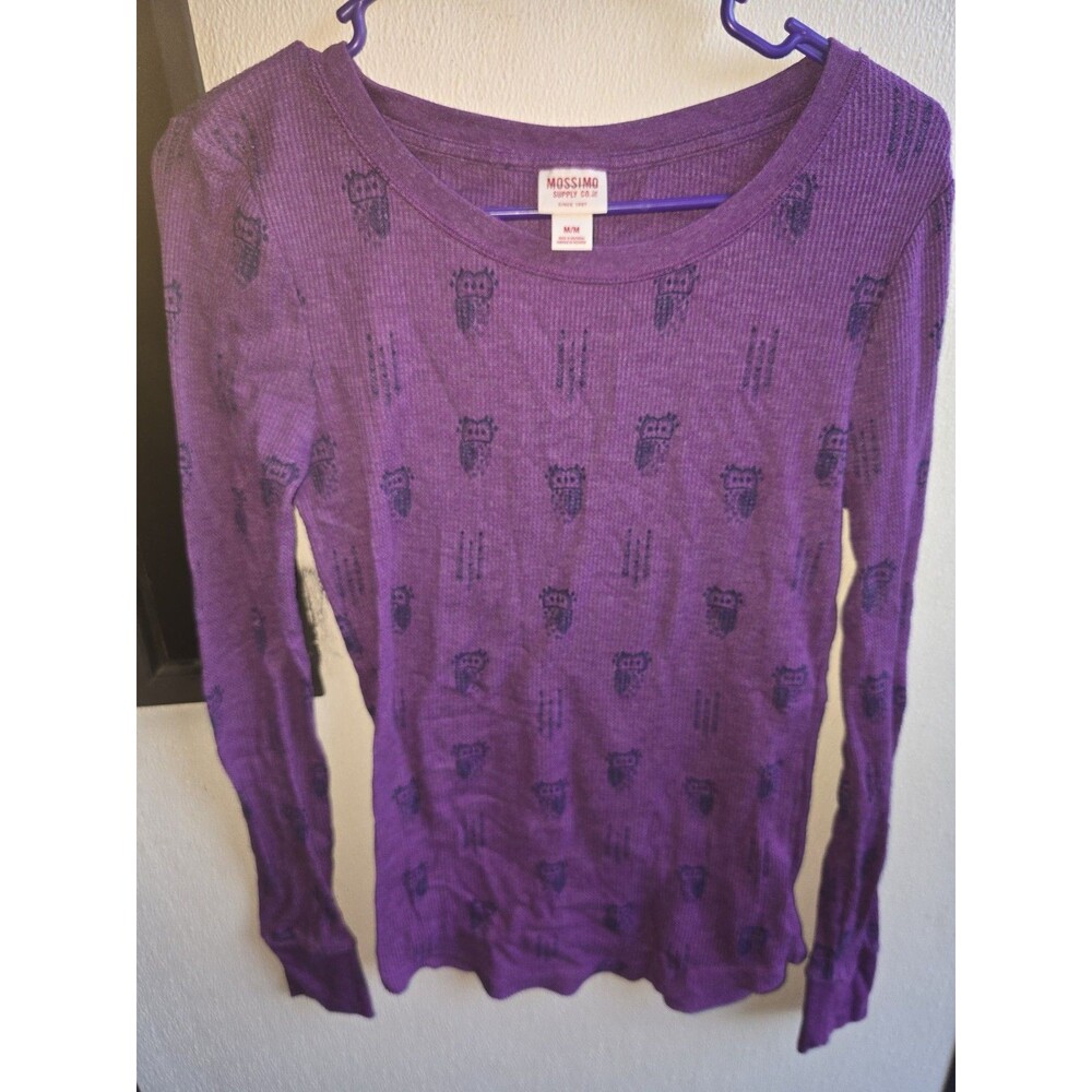 Mossimo Sweater Womens M Purple Graphic Print Crew Neck Pullover Y2k
